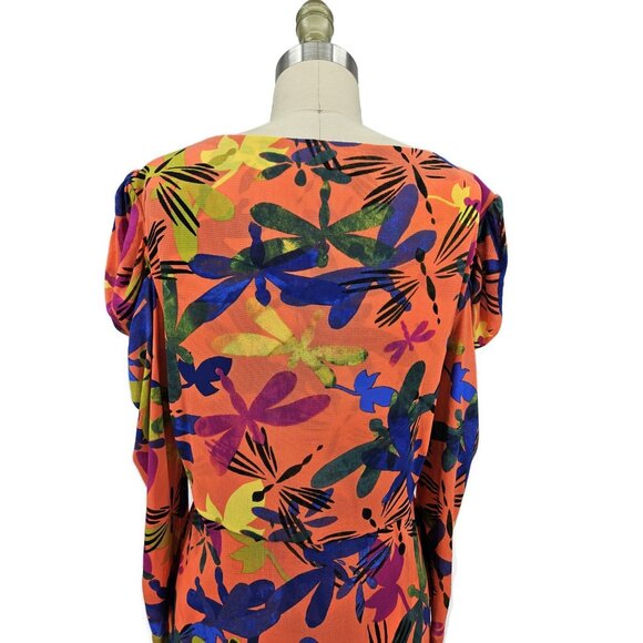Diane Von Furstenberg Libellule Merlot Mesh Dress Womens XL Dragonfly Print - Picture 7 of 11
